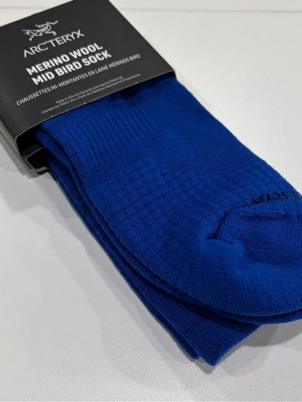Arc’teryx Men's Medium Merino Wool Mid Bird Sock Adult Women's Blue Black NWT
